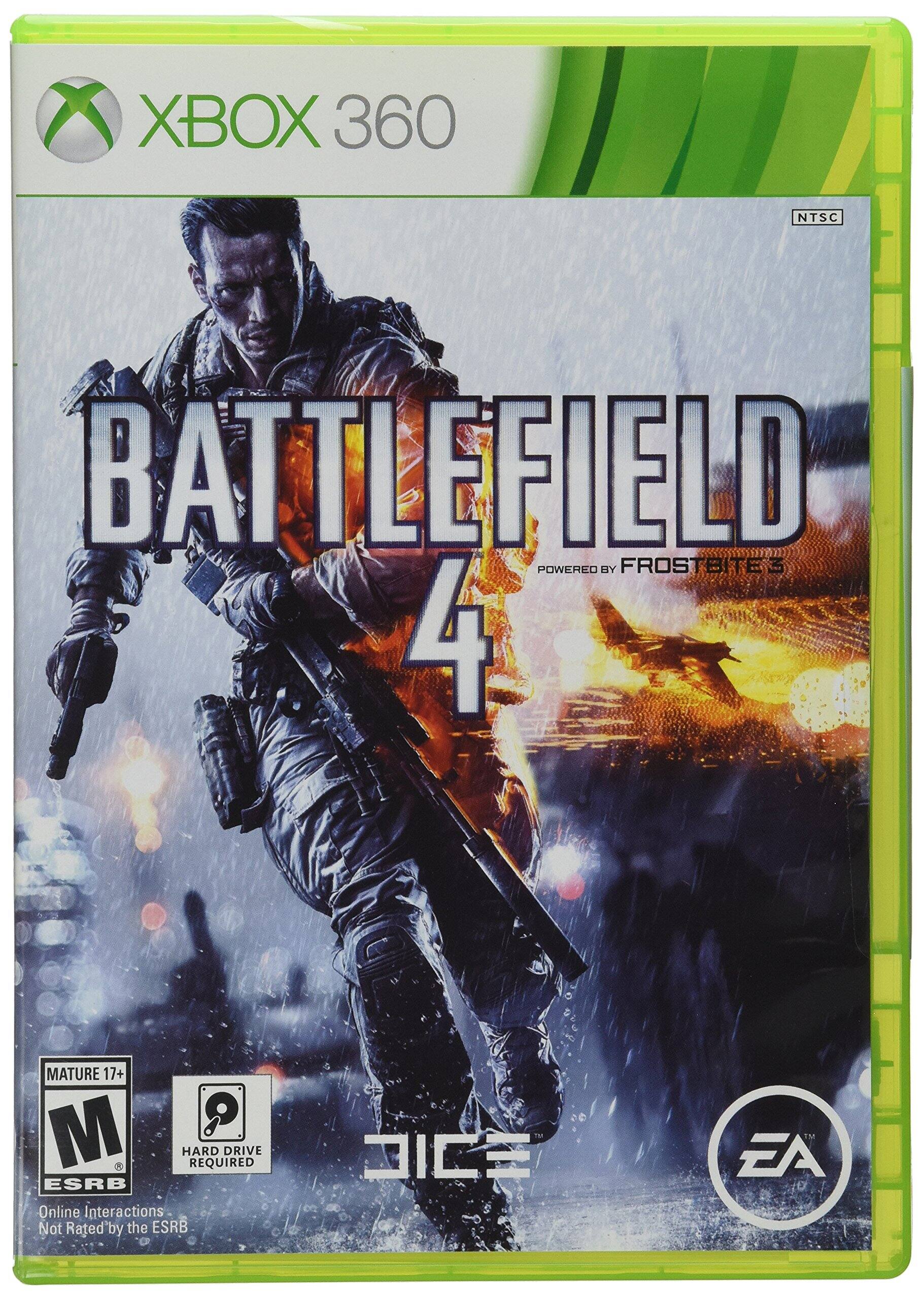 XBOX 360 NTSC BATTLEFIELD POWERED BY FROSTBITE 3 MATURE 17+ M HARD DRIVE REQUIRED ESRB Online Interactions Not Rated by the ESRB DICE EA - M (Mature 17+)