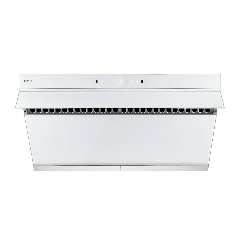 Angle. FOTILE - FOTILE 36" 1000CFM Under Cabinet|Wall Mount Range Hood in White Tempered Glass - White.