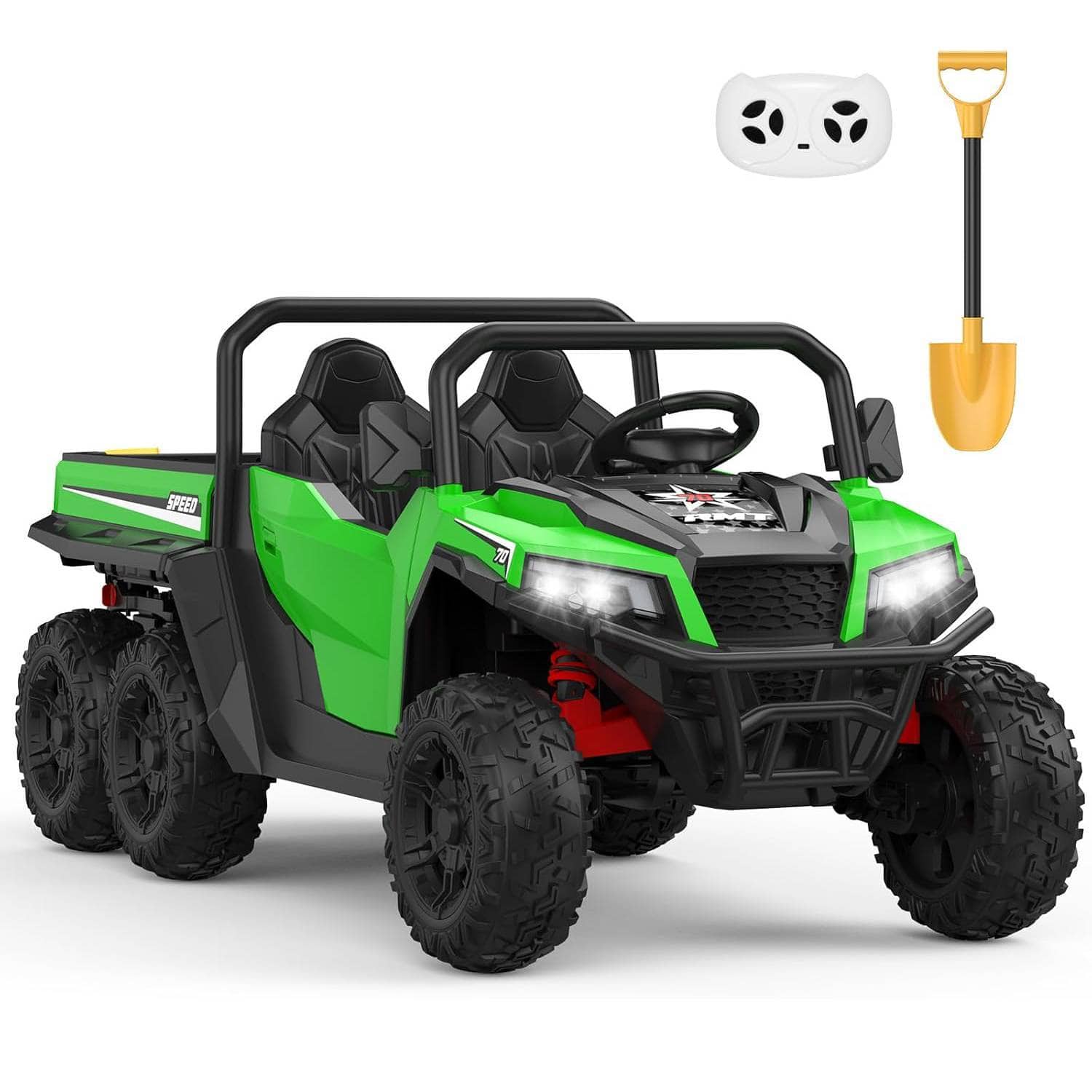 Qeetex - 24V 2 Seater Ride on Dump Truck with Remote Control for Big Kids Best Gift - Green