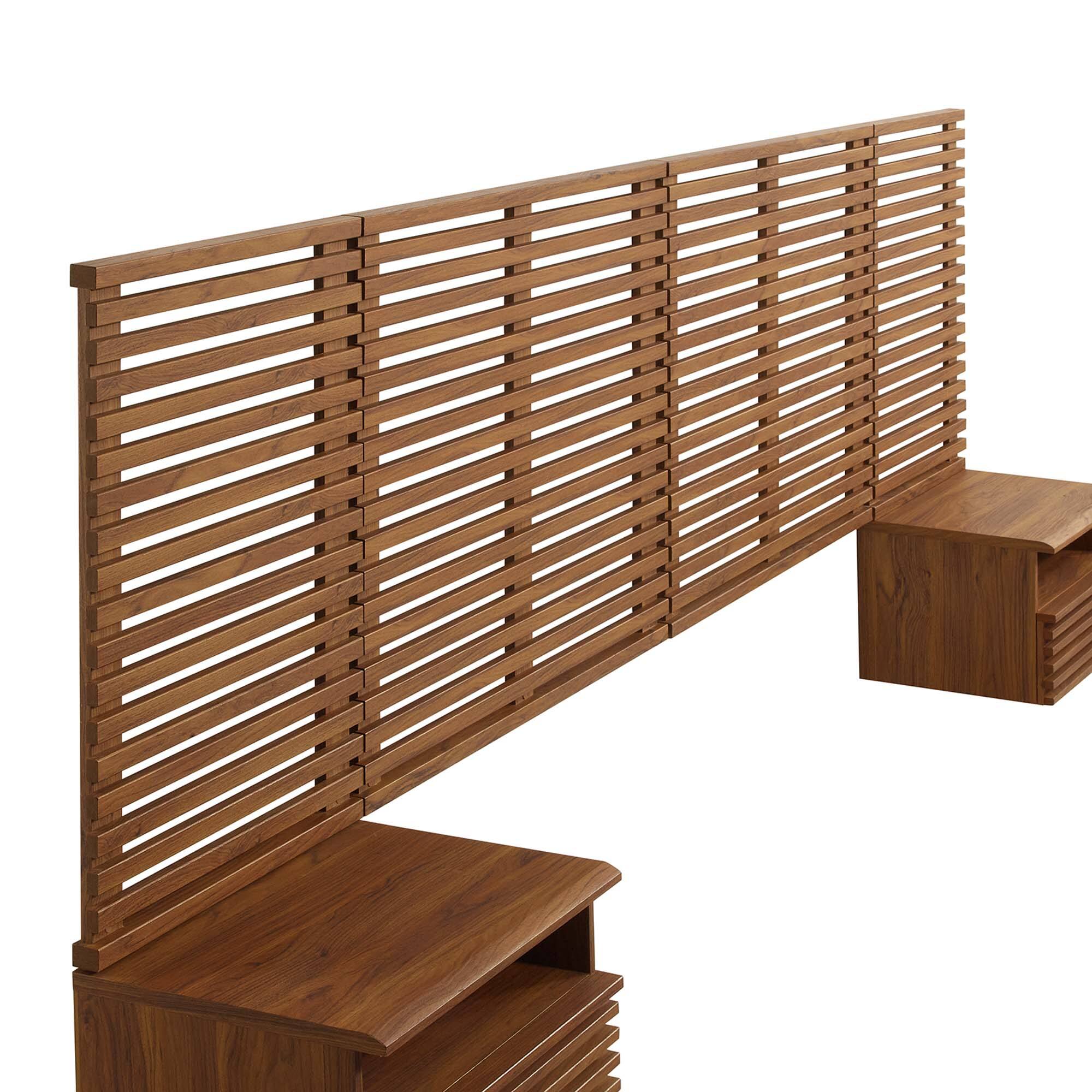 Alt View 1. Modway - Render Wall Mount King Headboard and Modern Nightstands by Modway - Brown.