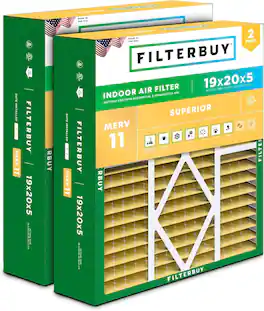 Filterbuy - 19x20x5 MERV 11 Pet & Allergy Defense, Pleated HVAC AC Furnace Air Filters Replacement for Carrier & More (2-Pack) - Gold