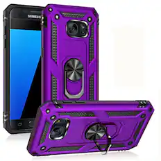 Front. Kitcheniva - Heavy Duty Armor Case With Magnetic Ring Stand For Samsung Galaxy S9 Plus Case And Tempered Glass Purple - Purple.