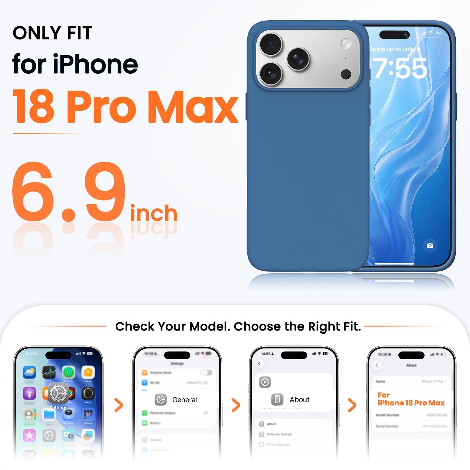 Ornarto for iPhone 18 Pro Max Case 6.9", Liquid Silicone Soft Gel ...