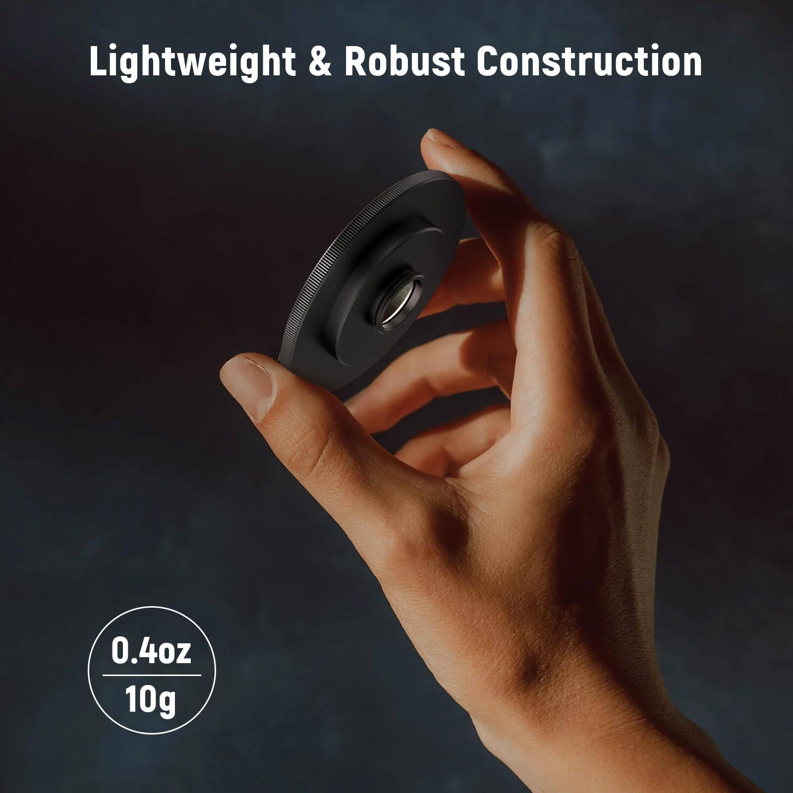 Lightweight & Robust Construction  
0.4oz / 10g