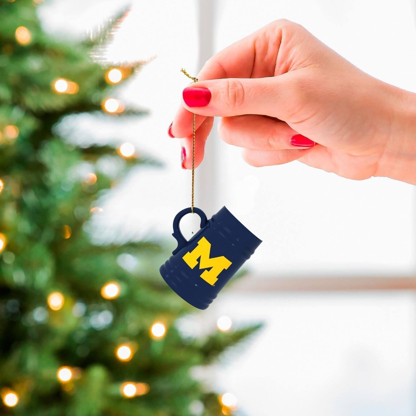Alt View 1. Evergreen Enterprises - Michigan Wolverines Two-Pack 3" Mini Stein Ornament Set - Multicolor.