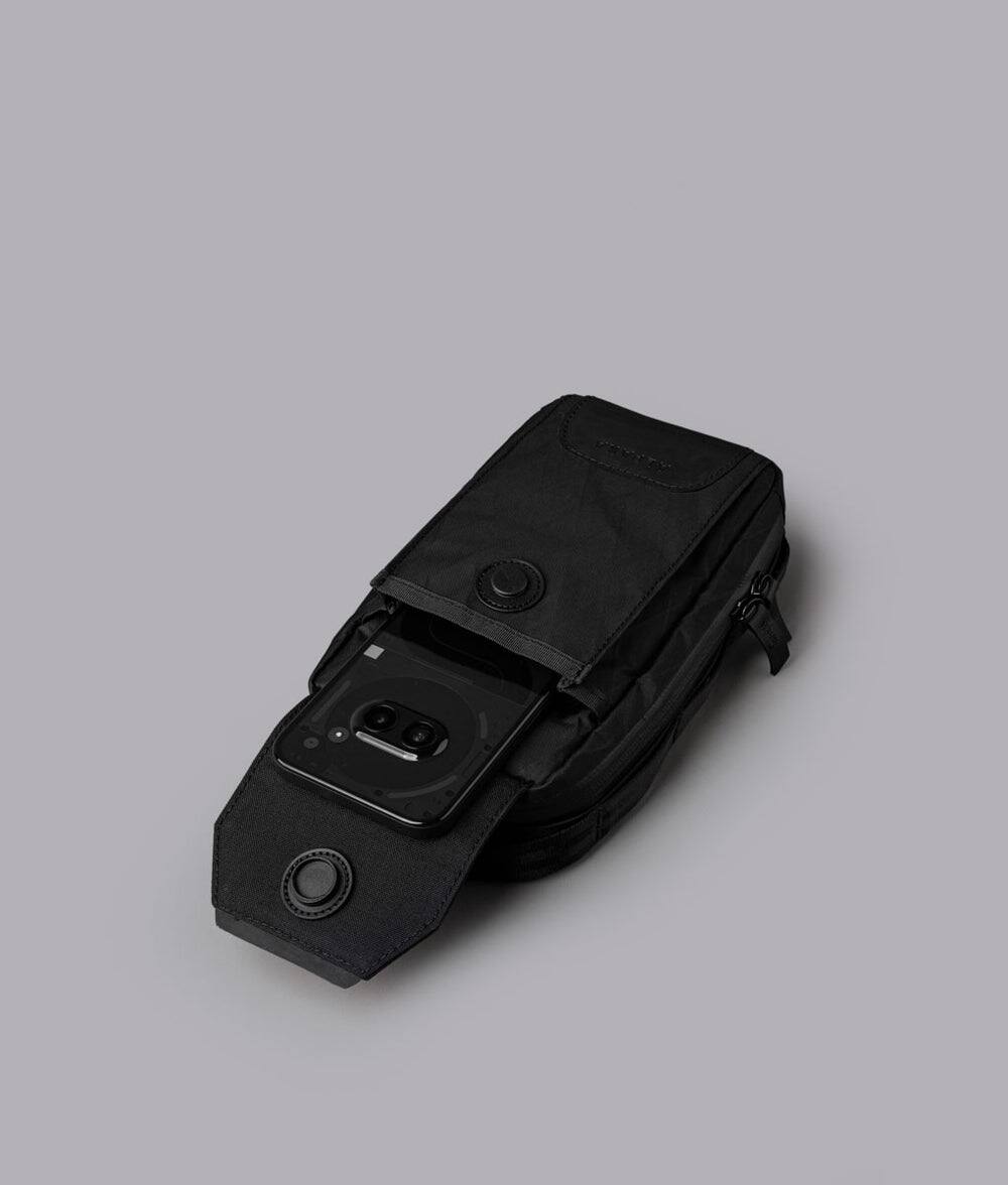 Alt View 6. ALPAKA - Modular Sling V2 MIini Sling Bag for Phone, Magnetic Quick Access, EDC Crossbody Bag with Adjustable Strap - Black X-Pac VX21.