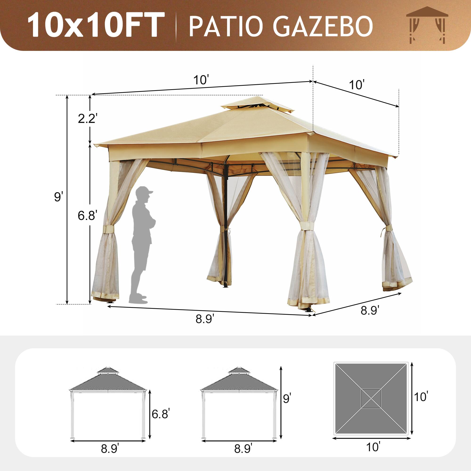 10x10FT PATIO GAZEBO

10' 10' 2.2' 9' 6.8' 8.9' 8.9' 6.8' 9' 10' 8.9' 8.9' 10'