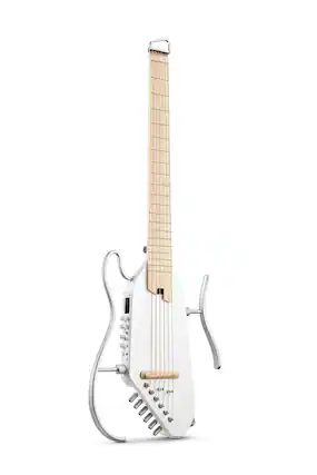 Front. Donner music - Donner HUSH™ I PRO Acoustic-Electric Travel Guitar Kit with Sound Effects White - White.