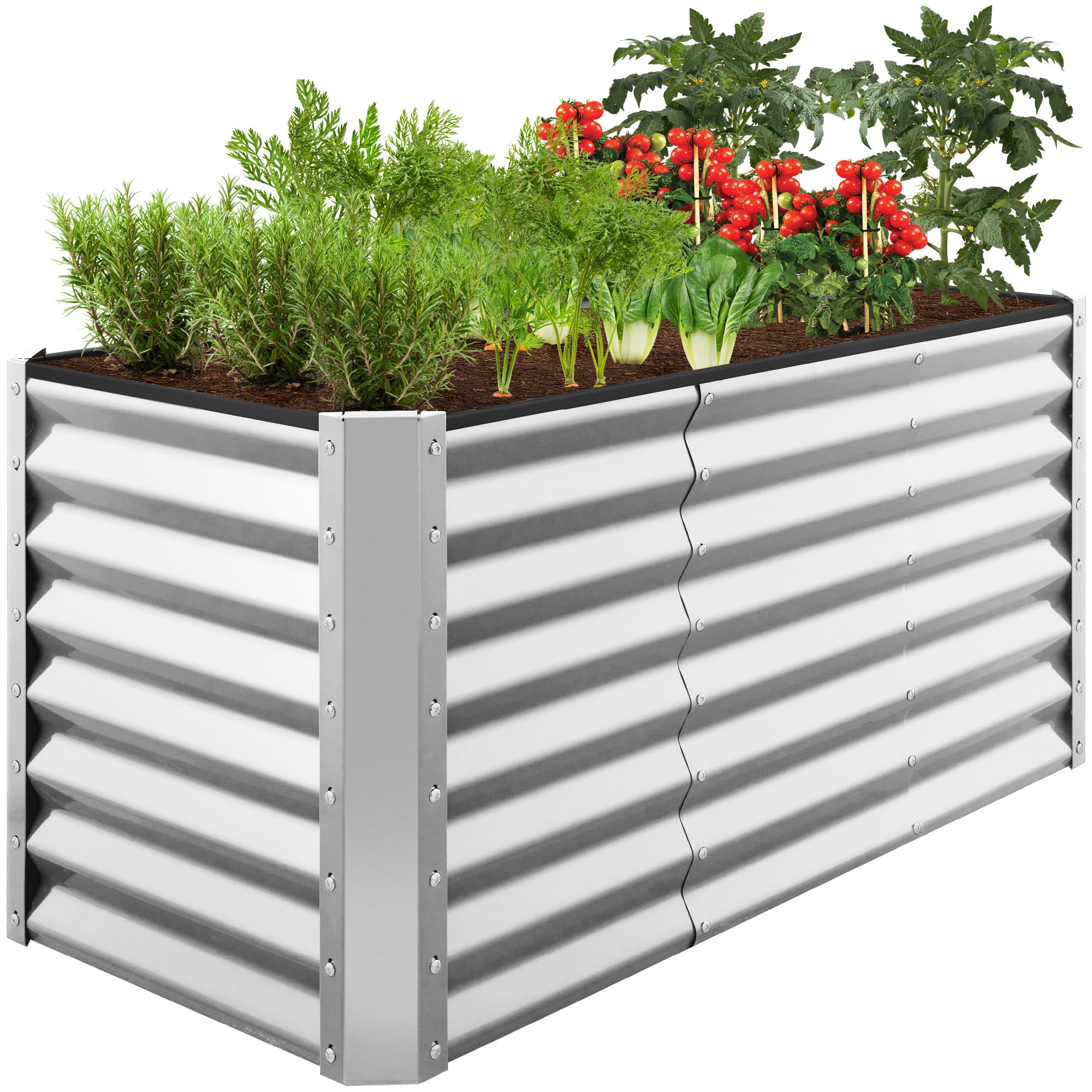 Photos - Garden Furniture Best Choice Products - 4x2x2ft Outdoor Metal Raised Garden Bed for Vegetables Flowers Herbs - Galvanized SKY7357 