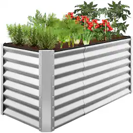Best Choice Products - 4x2x2ft Outdoor Metal Raised Garden Bed for Vegetables Flowers Herbs - Galvanized