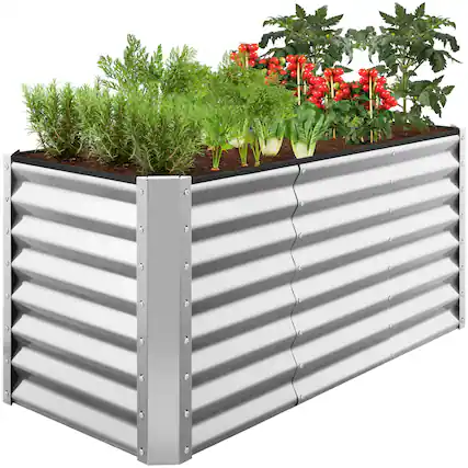 Front. Best Choice Products - Best Choice Products 4x2x2ft Outdoor Metal Raised Garden Bed for Vegetables Flowers Herbs - Galvanized - Galvanized.