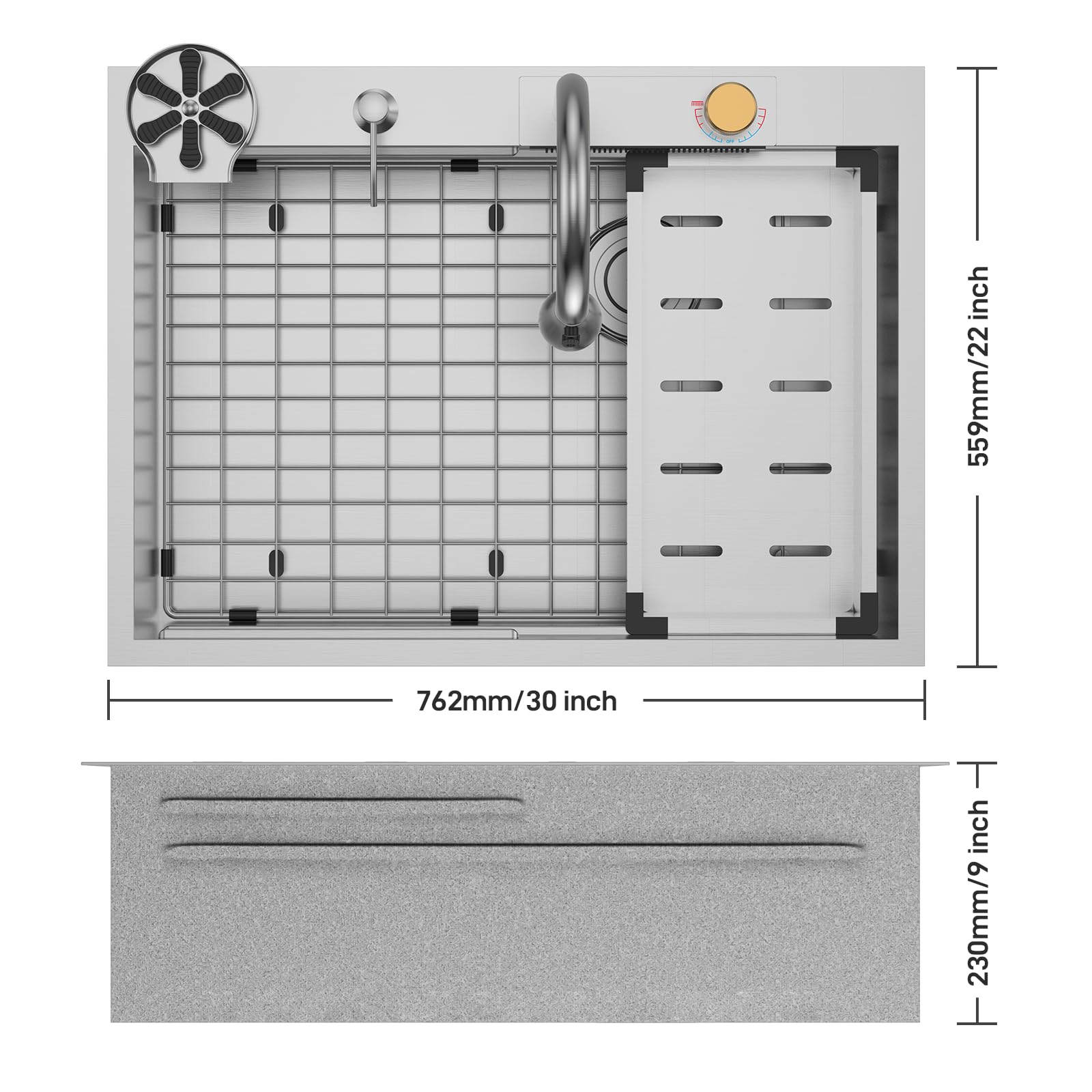 EN CT E - S  
559mm/22 inch  
762mm/30 inch  
230mm/9 inch