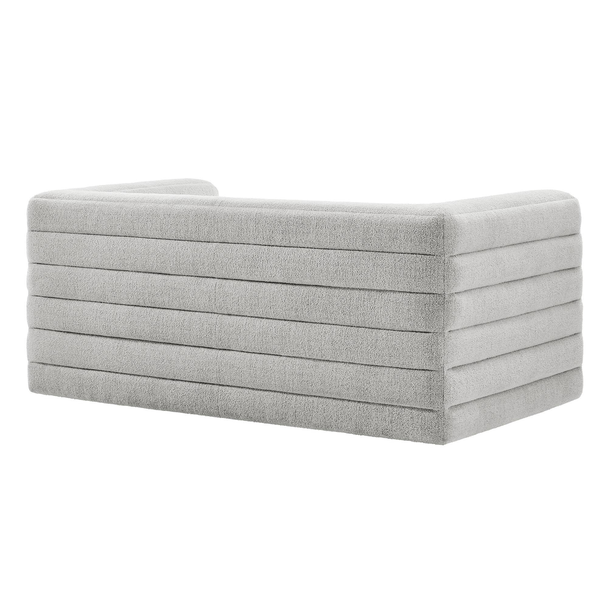 Alt View 4. Modway - Relle Channel Tufted Boucle Upholstered Loveseat by Modway - Newsprint.