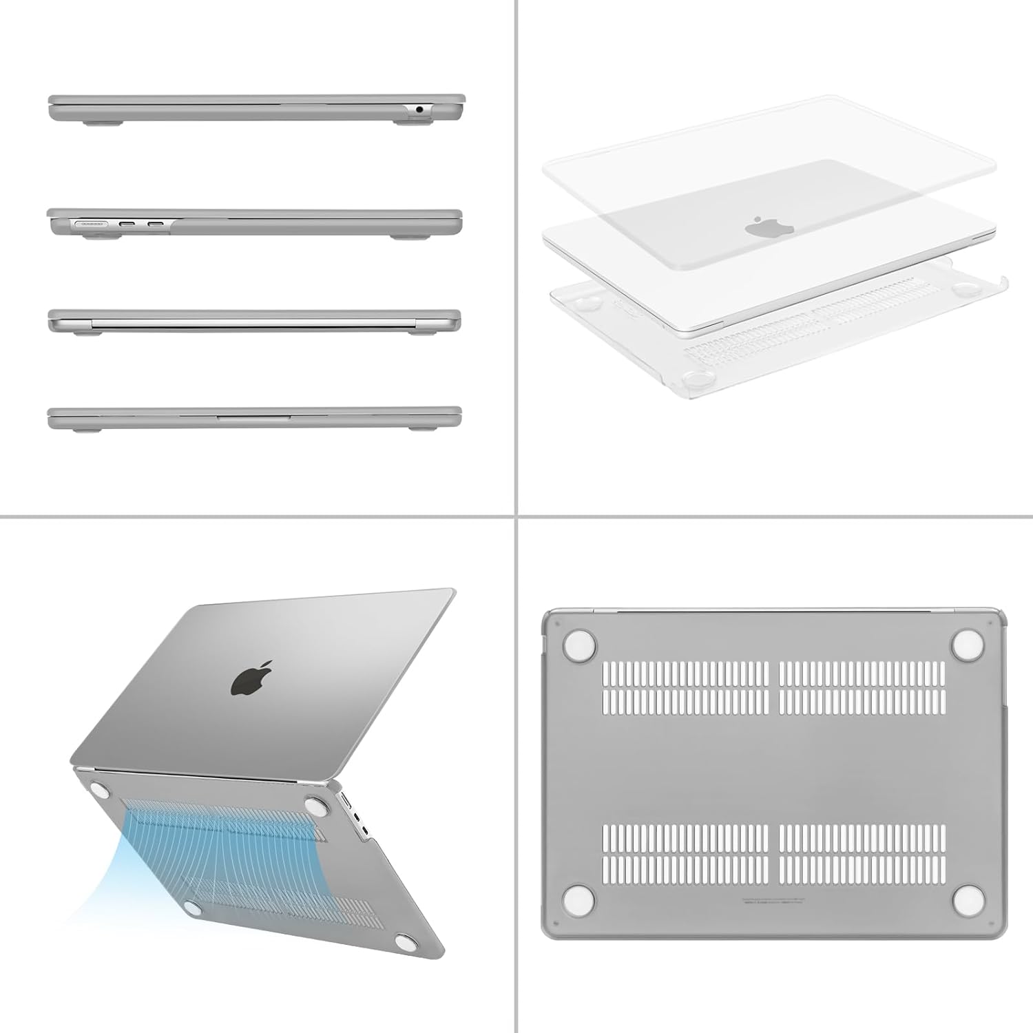 Alt View 1. mosiso - Laptop Case for MacBook Air 13 inch Case M4 A3240 M3 A3113 M2 A2681 2022-2025 - Frost.