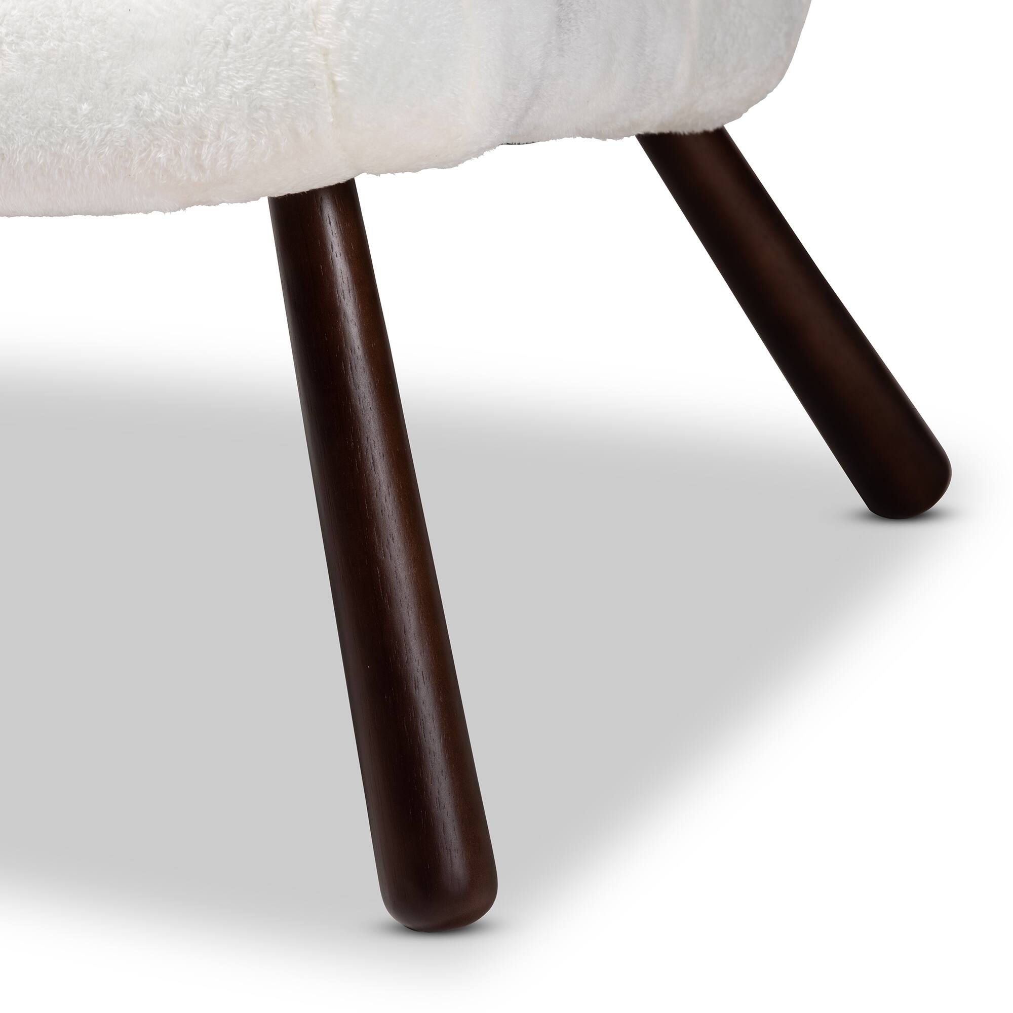 Alt View 2. Baxton Studio - Eisa Modern and Contemporary Sherpa Upholstered and Walnut Finished Wood Accent Chair - White/Walnut Brown.