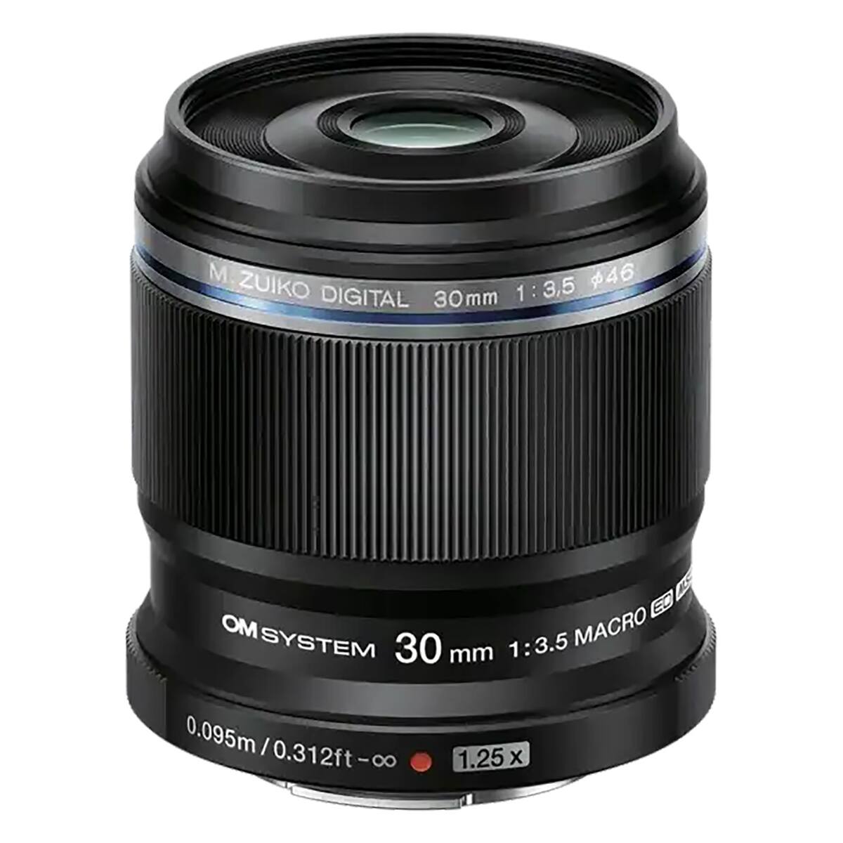 M.ZUIKO DIGITAL 30mm 1:3.5  
ED OM SYSTEM 30mm 1:3.5 MACRO  
0.095m/0.312ft-∞  
1.25x