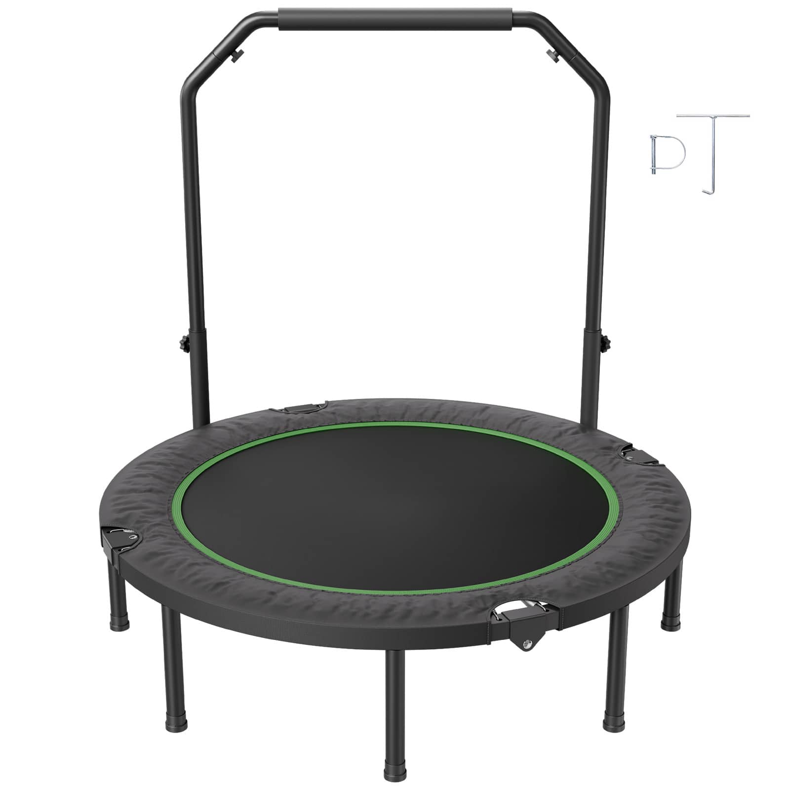 Front. VEVOR - Foldable Mini Trampoline, 52 Inch Fitness Rebounder, Max Load 450lbs Exercise Trampoline, Stable & Quiet Trampoline - Black.