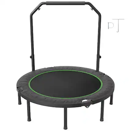 Front. VEVOR - Foldable Mini Trampoline, 52 Inch Fitness Rebounder, Max Load 450lbs Exercise Trampoline, Stable & Quiet Trampoline - Black.
