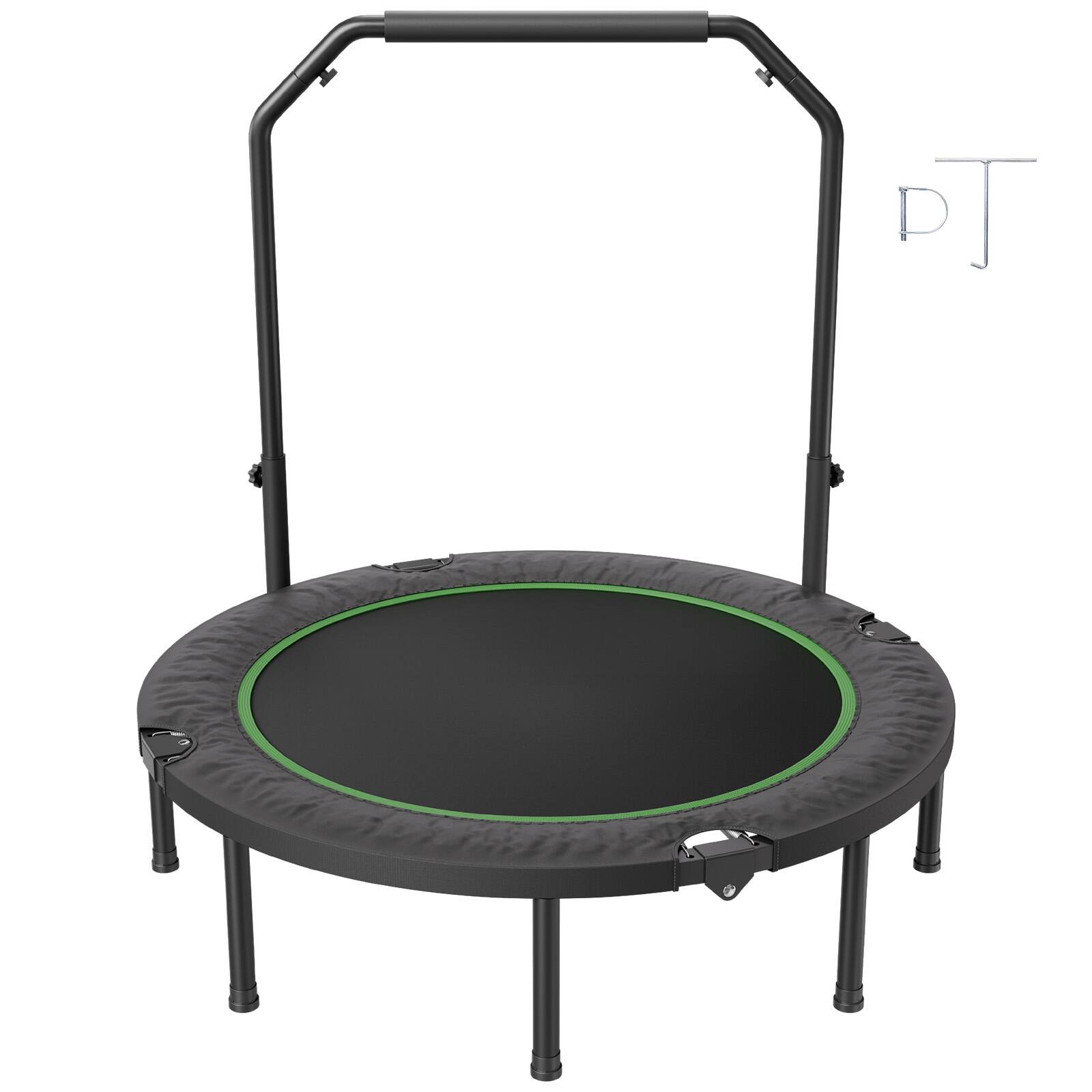 VEVOR - Foldable Mini Trampoline, 52 Inch Fitness Rebounder, Max Load 450lbs Exercise Trampoline, Stable & Quiet Trampoline - Black
