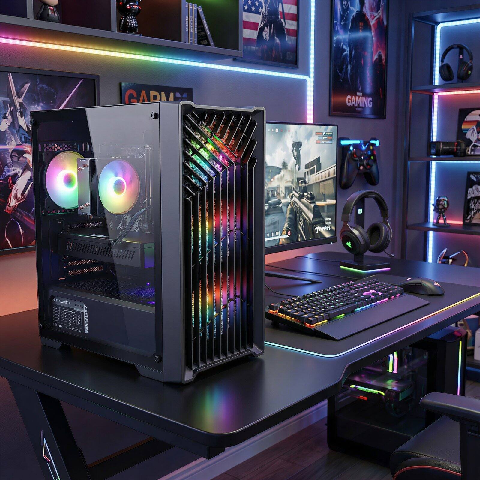 STGAubron Gaming Desktop PC, Intel Core i7 up to 3.9G, GeForce RTX
