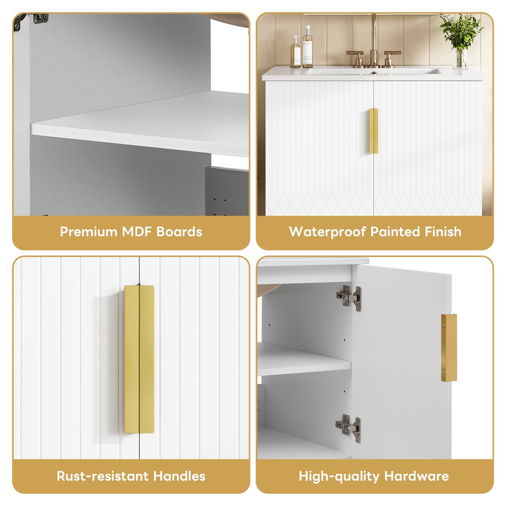 Premium MDF Boards  
Waterproof Painted Finish  
Rust-resistant Handles  
High-quality Hardware