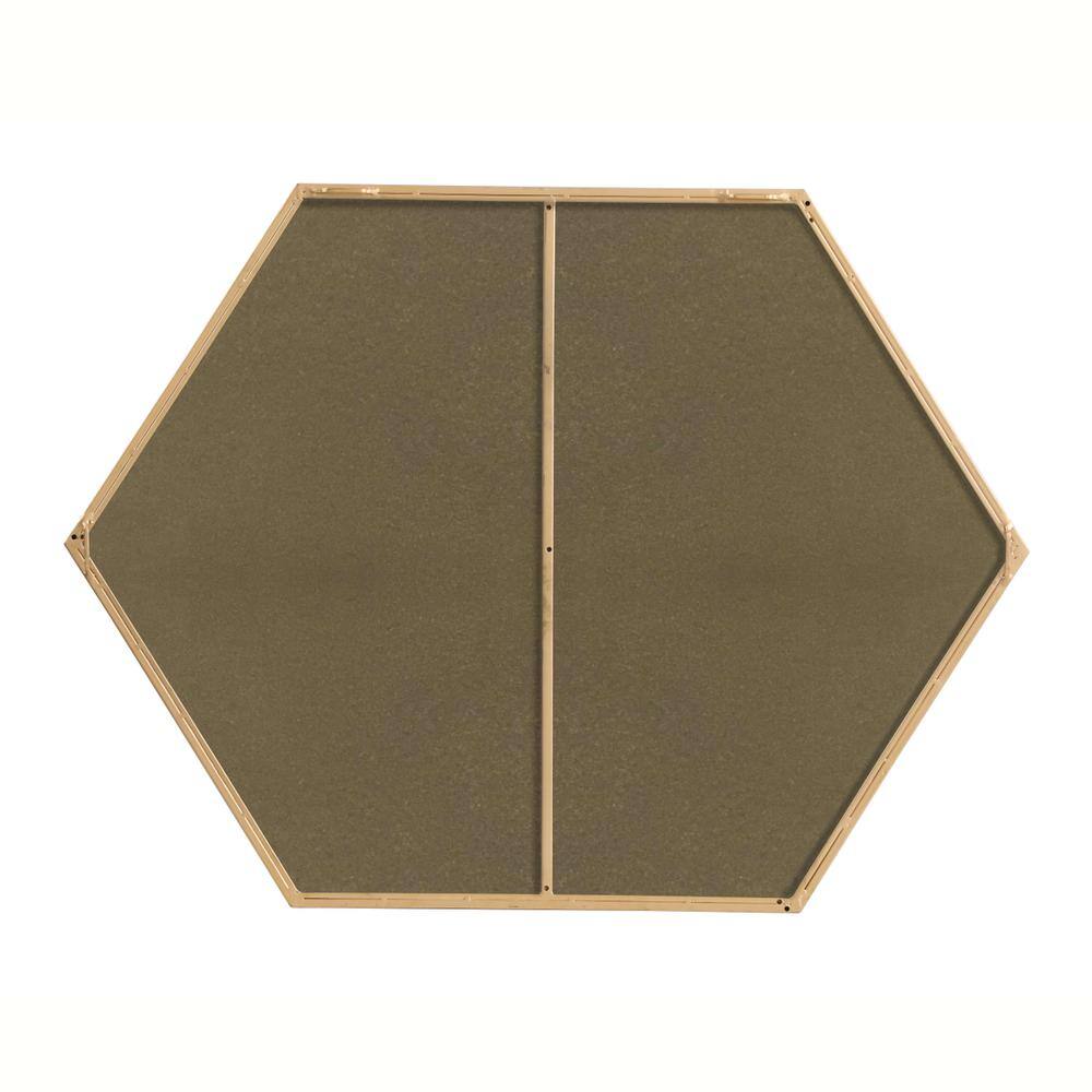 Angle. Elegant Decor - Metal frame hexagon mirror 30 inch in Brass - Brass.