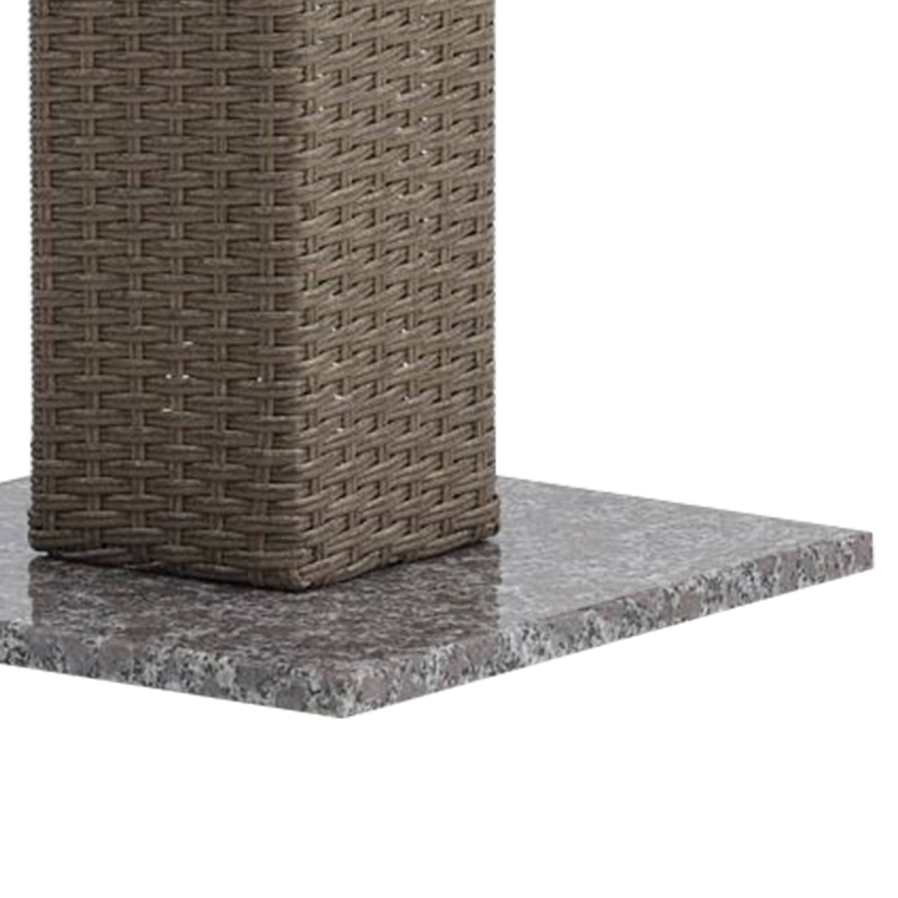 Alt View 3. Manhattan Lane - Nia Bistro Outdoor Table, Marble Base, Brown PE Rattan Frame, 27 Inch - Natural Brown.