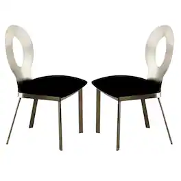 Manhattan Lane - Metal Side Chair with Oval Cut Backrest, Set of 2 - Silver and Black