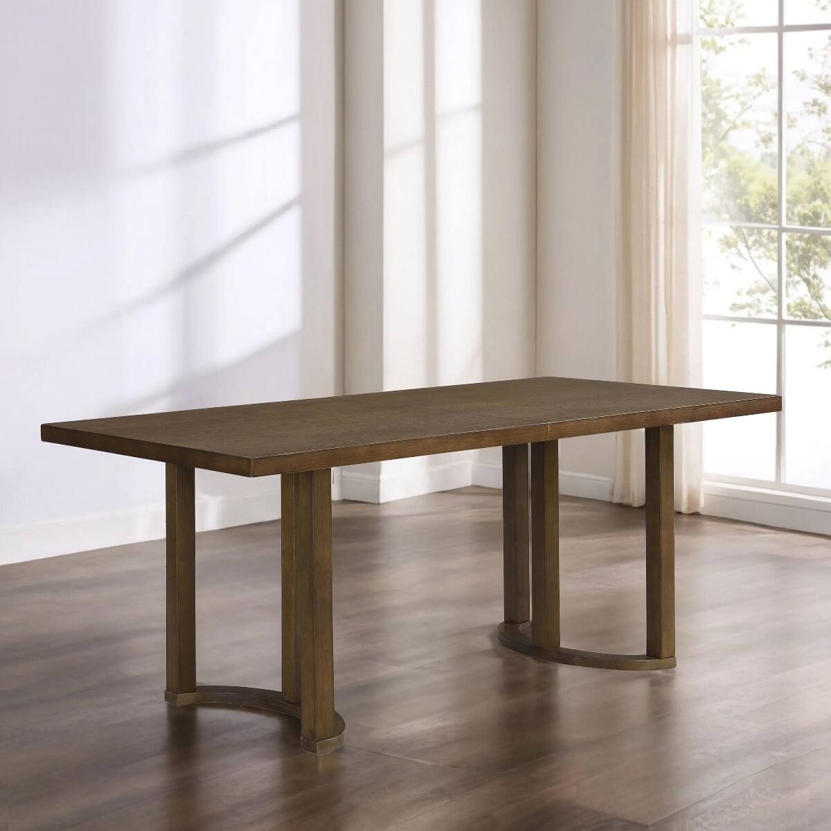 Angle. Loheer - Loheer 69 Inch Walnut Dining Table, Rectangular Brown Table for Six - Walnut.