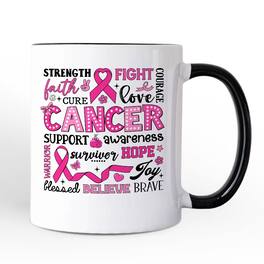 OrnamentallyYou - Breast Cancer Awareness Ribbon Mug, In October We Wear Pink Support Gift - White