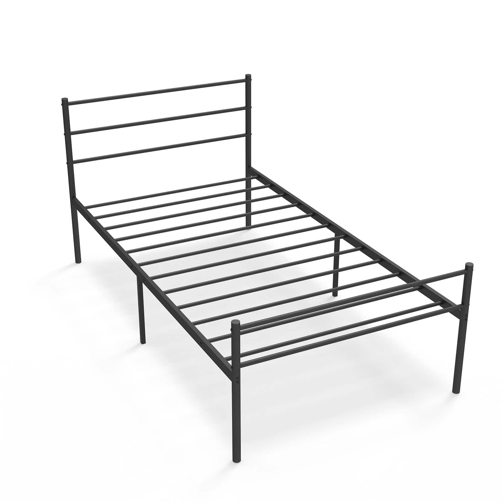 Costway - Twin Metal Bed Frame Mattress Foundation No Box Spring Needed - Black