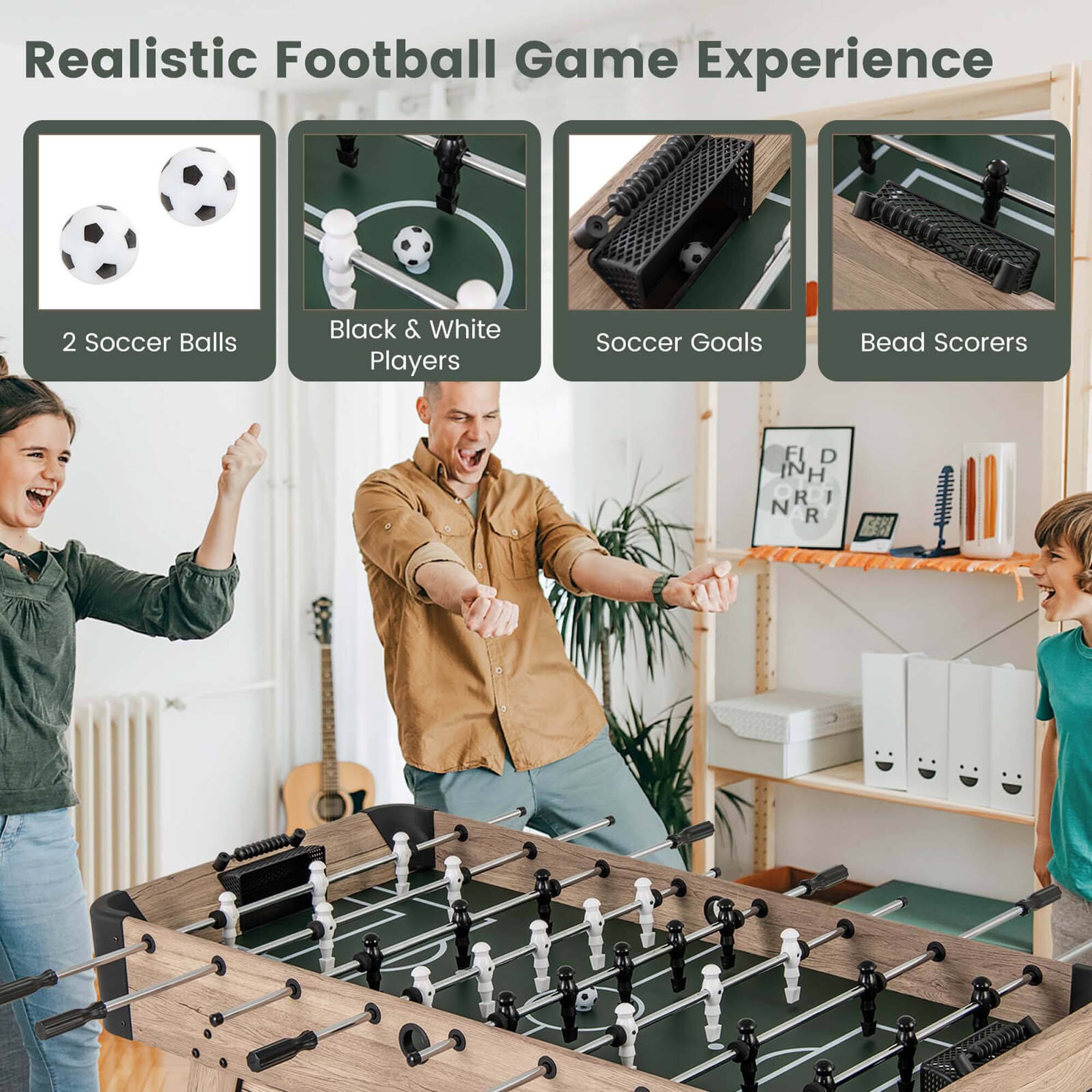 Realistic Football Game Experience 2 Soccer Balls Black & White Players Soccer Goals Bead Scorers