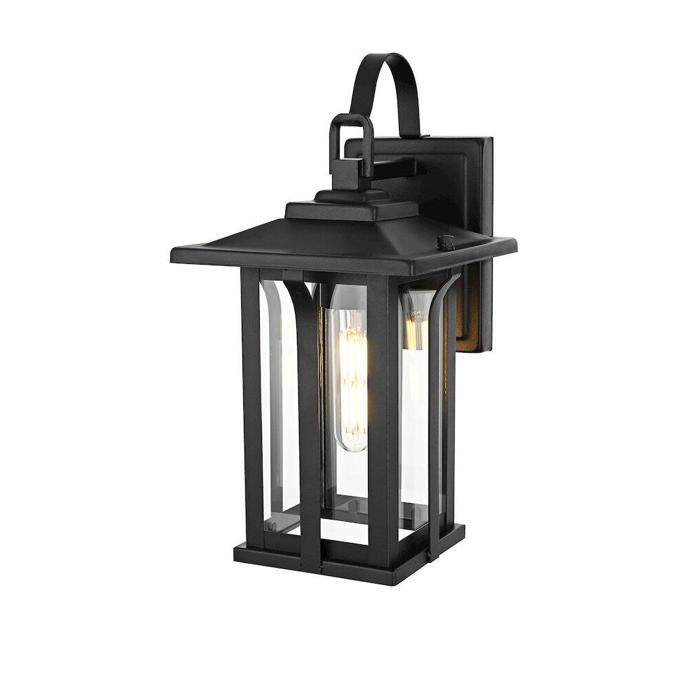 Angle. Elegant Lighting - Thayer 7 inch Outdoor Pendant in Black - Black.