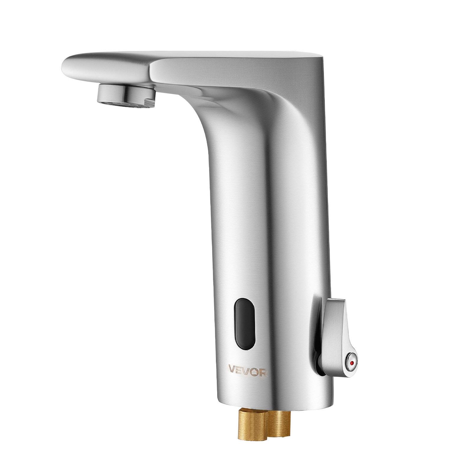 Alt View 5. VEVOR - Touchless Bathroom Sink Faucet, Automatic Motion Sensor Restroom Toilet Faucet, HandsFree Adjustable Cold Hot Single - Silver.