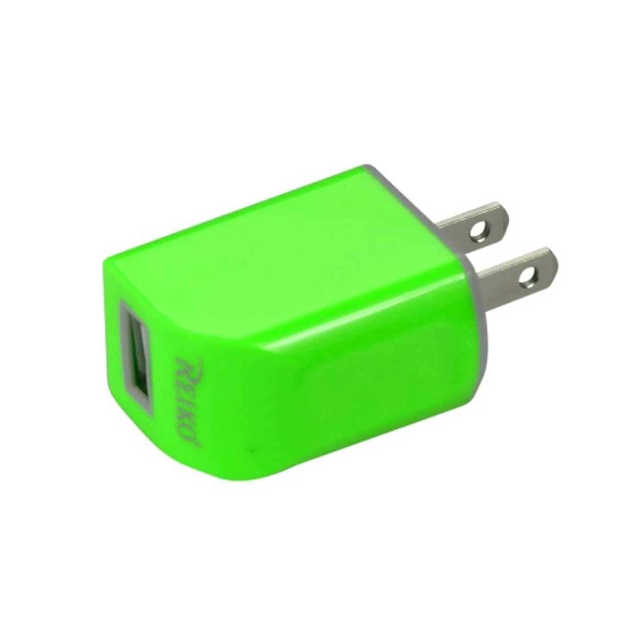 Reiko - Micro Usb 1 Amp Portable Micro Travel Adapter Charger With Cable In - Green