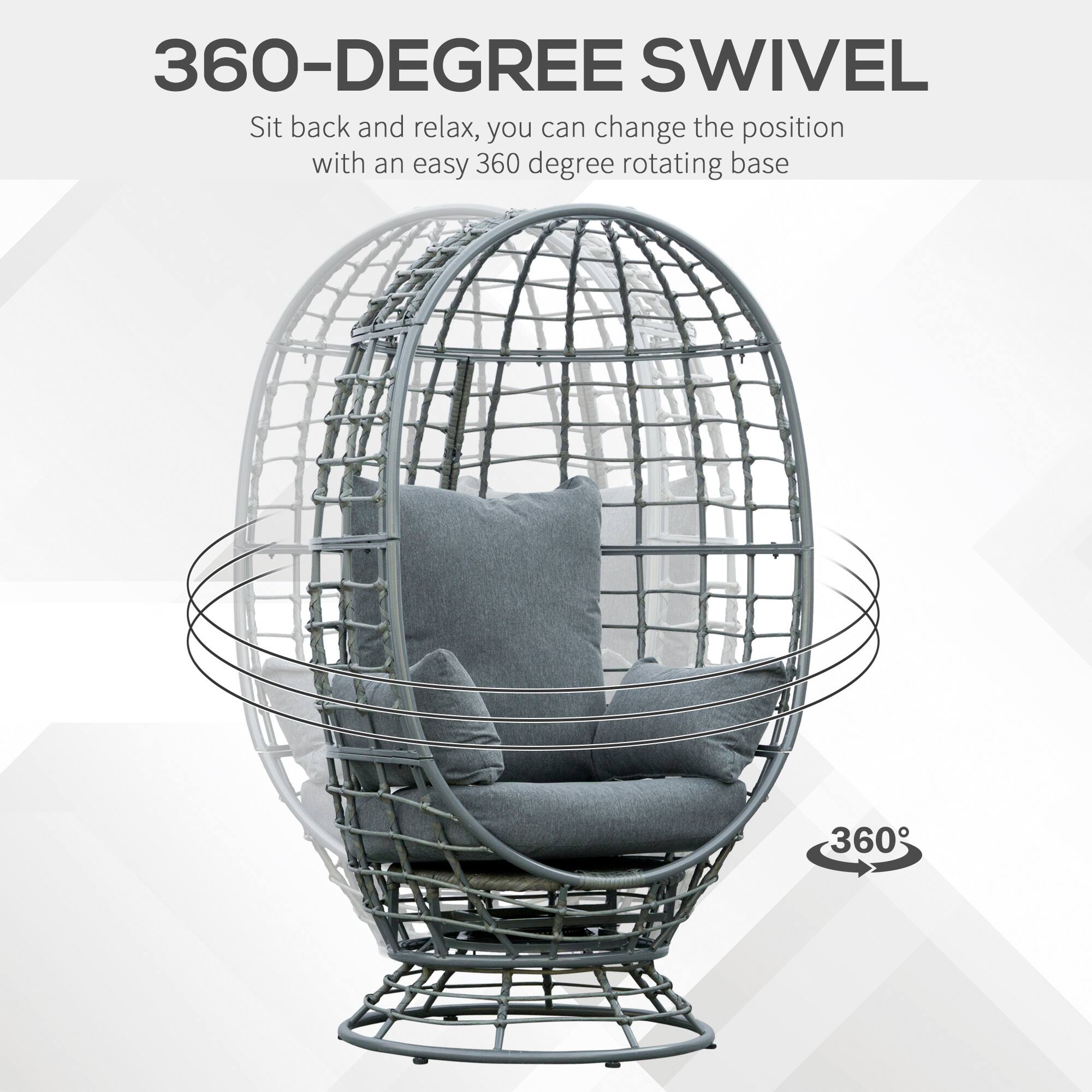 360-DEGREE SWIVEL

Sit back and relax, you can change the position with an easy 360-degree rotating base

360°