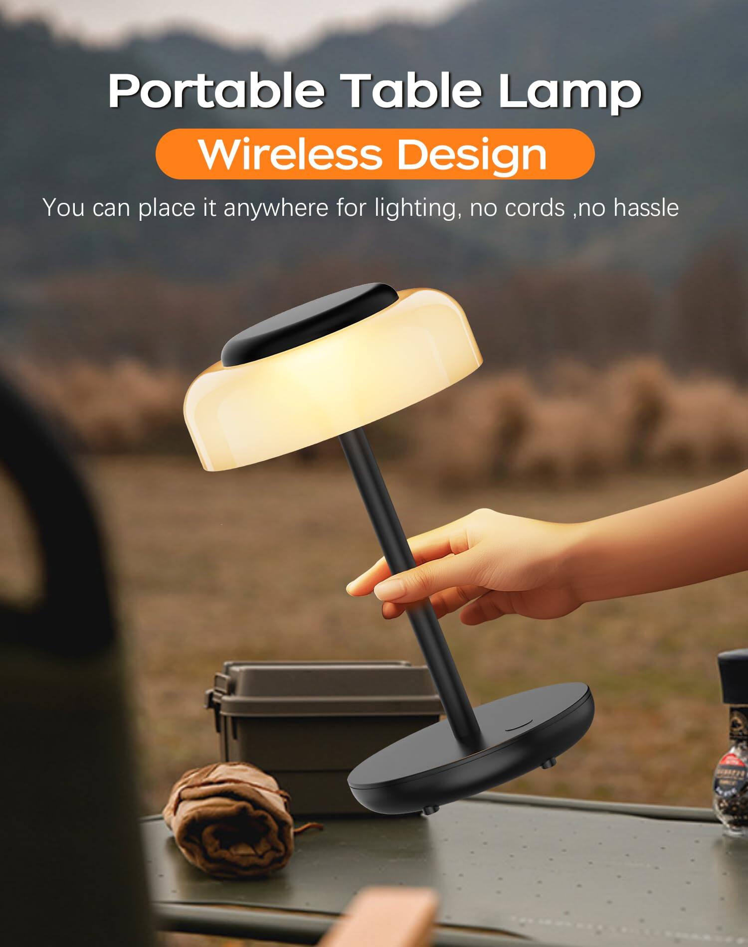 Portable Table Lamp  
Wireless Design  
You can place it anywhere for lighting, no cords, no hassle