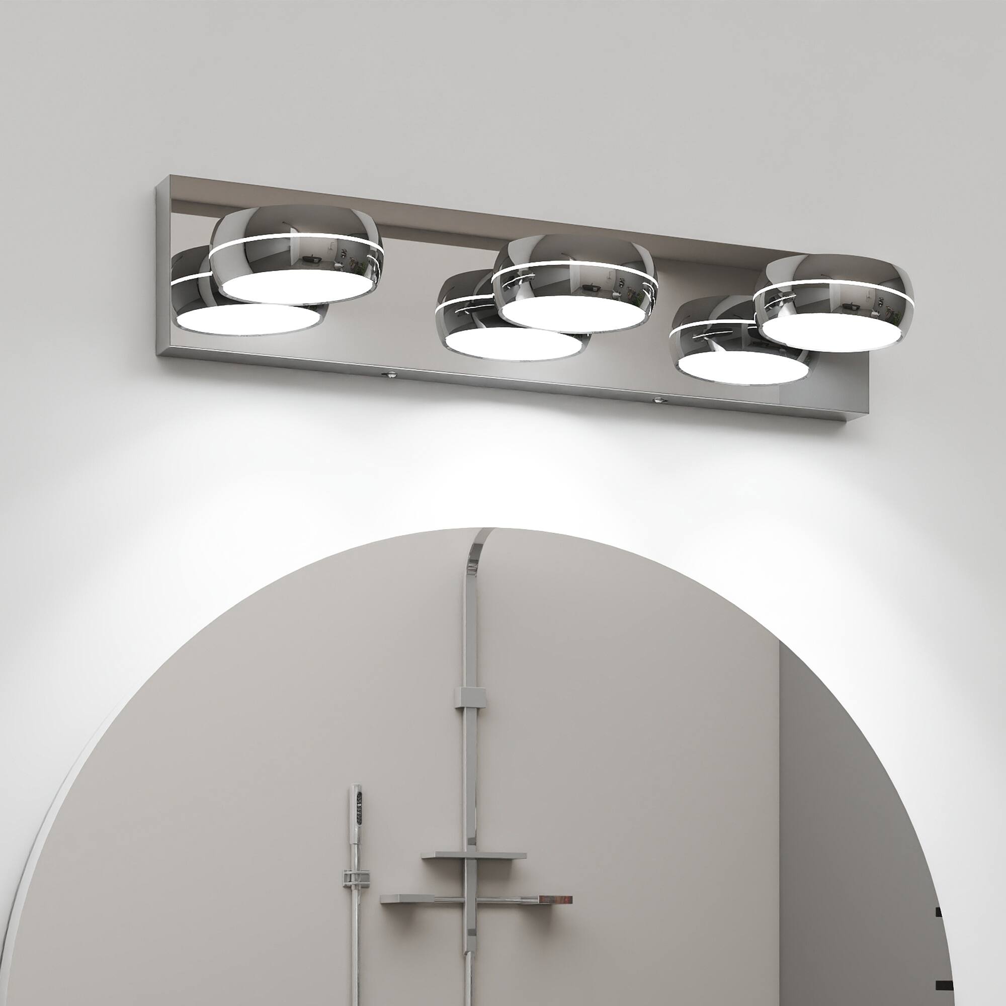 Front. HOMLUX - 20.47 in.  3 Lights Chrome LED Vanity Light Bar with Acrylic Shade.