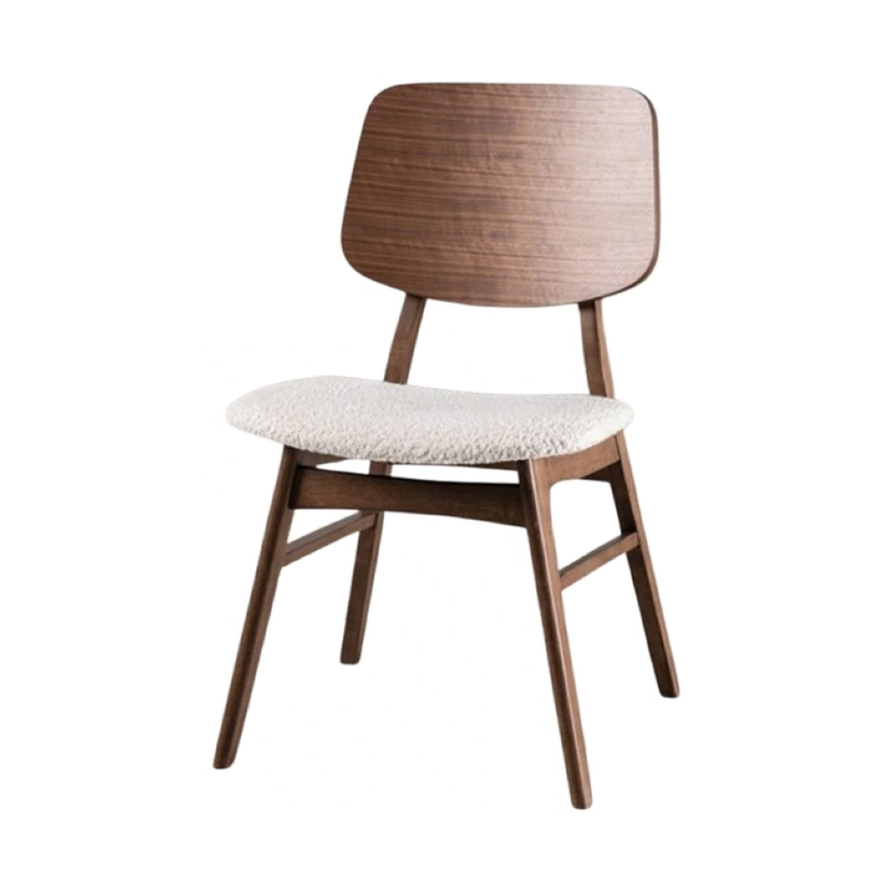 Alt View 1. Manhattan Lane - Narv Side Dining Chair Set of 2, Curved Panel Back, Walnut Brown Wood, Beige - Walnut Brown, Beige.