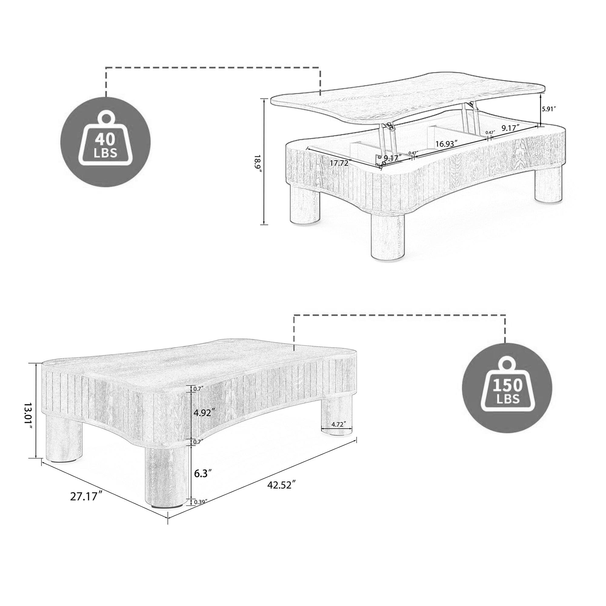 A 5.91" 40 LBS 18.9" 17.72" W 9.47" 5" 16.93" 9.17" 4g 13.01* 07 4.92" 07 4.72" 150 LBS 27.17" 6.3" 0.39" 42.52"