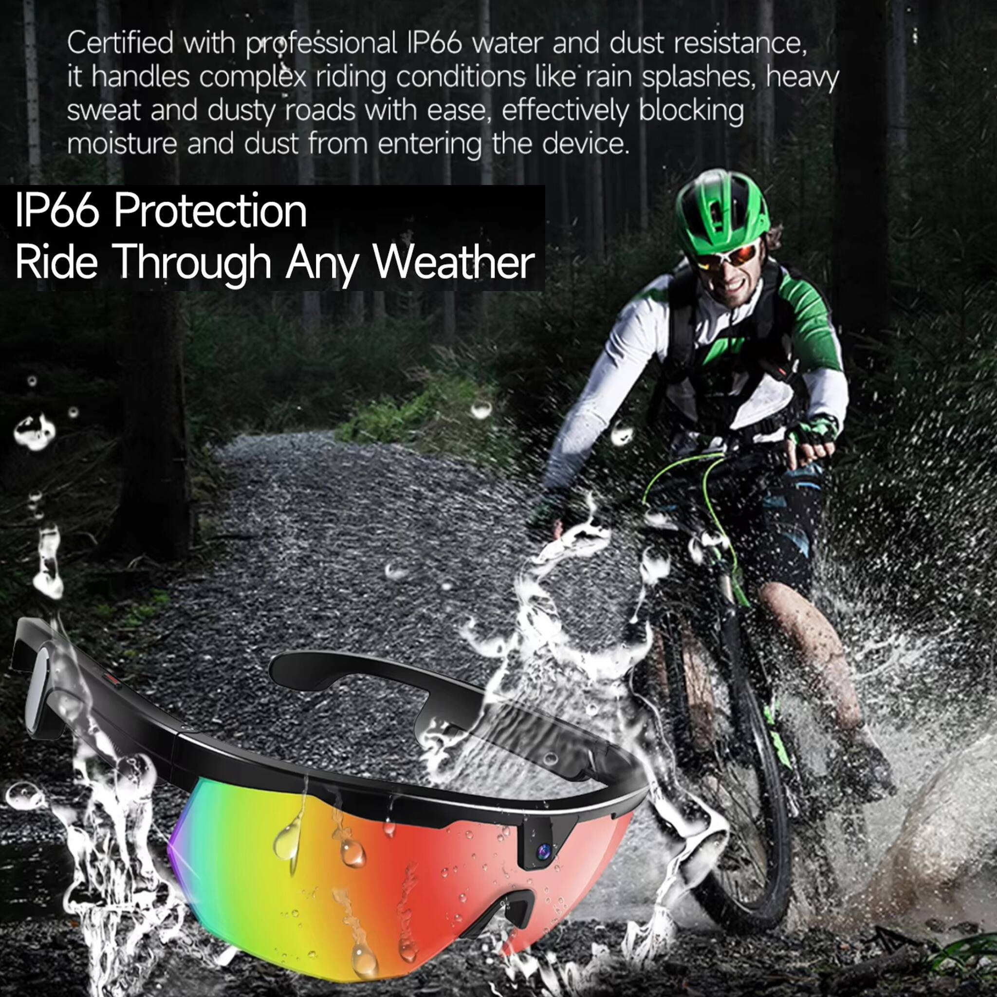 Certified with professional IP66 water and dust resistance, it handles complex riding conditions like rain splashes, heavy sweat and dusty roads with ease, effectively blocking moisture and dust from entering the device.

IP66 Protection
Ride Through Any Weather