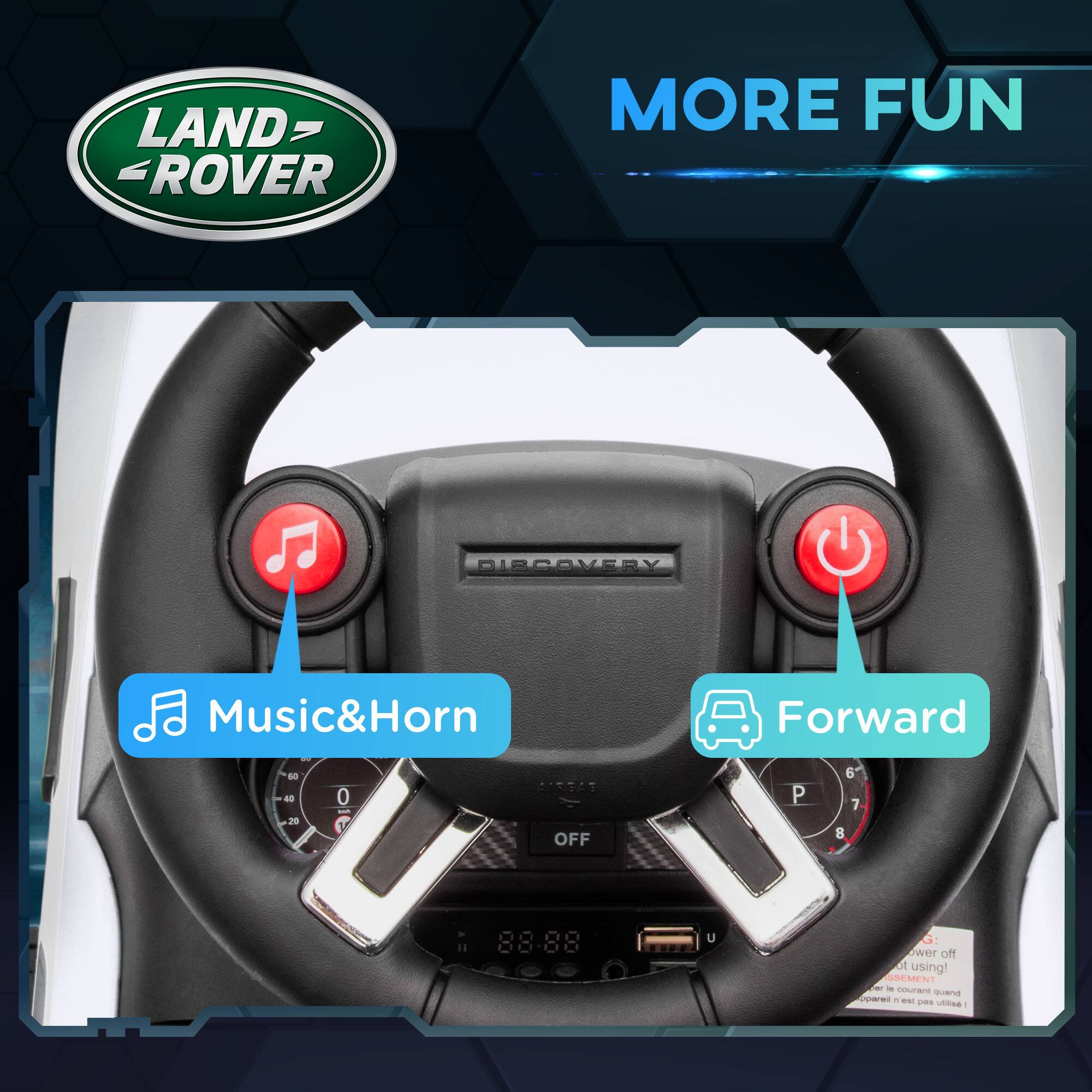 LAND ROVER  
MORE FUN  

Music&Horn  
Forward  

DISCOVERY  

OFF  

88.88  

P 6 7 8  

SSEMENT  
Ter  
euran  
qen  
onare  
-N  
pS  
Unta