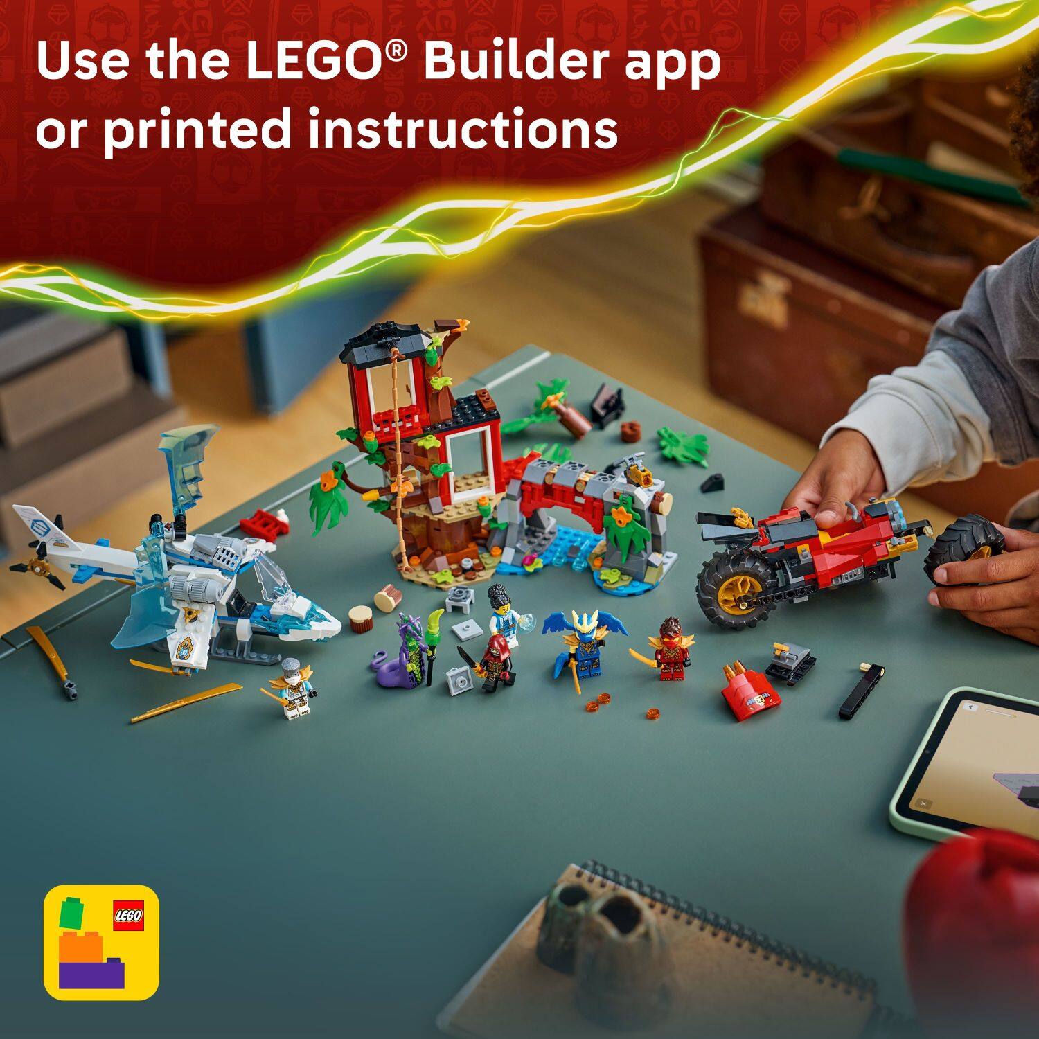 Use the LEGO® Builder app or printed instructions
