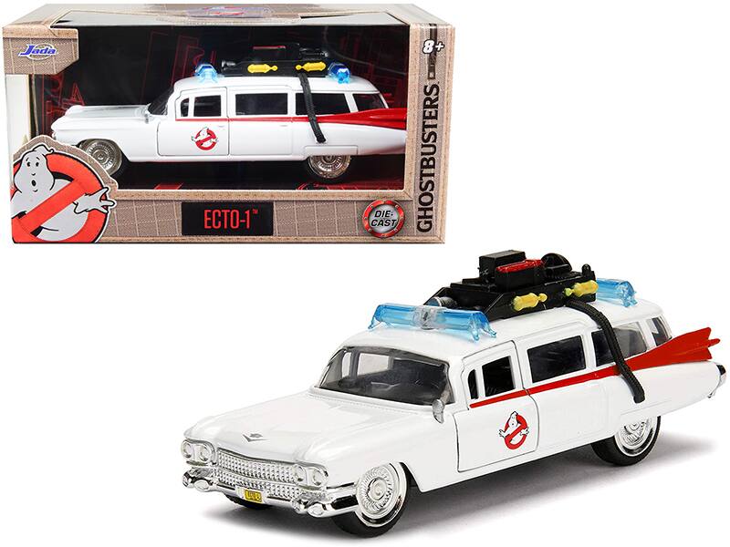 Cadillac Ambulance Ecto-1 from "Ghostbusters" Movie "Hollywood Rides" Series 1/32 Diecast Model Car by Jada - White, Red