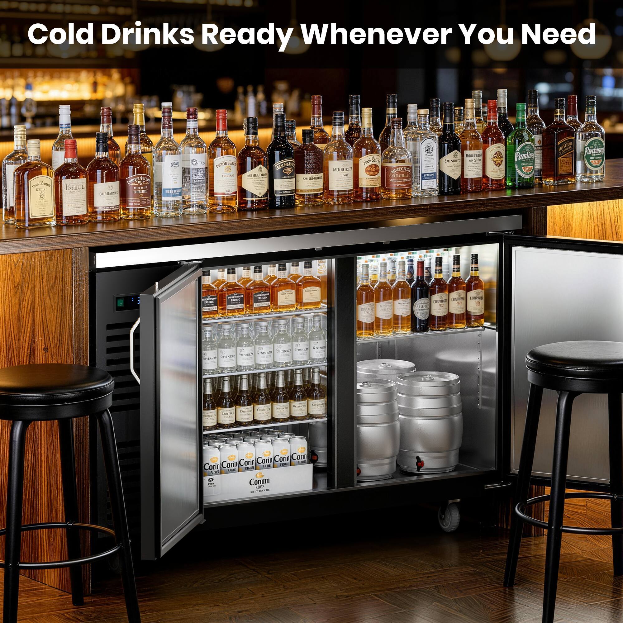Coolski 60 in. W 20.5 cu. ft. Commercial Solid Door Under Back Bar