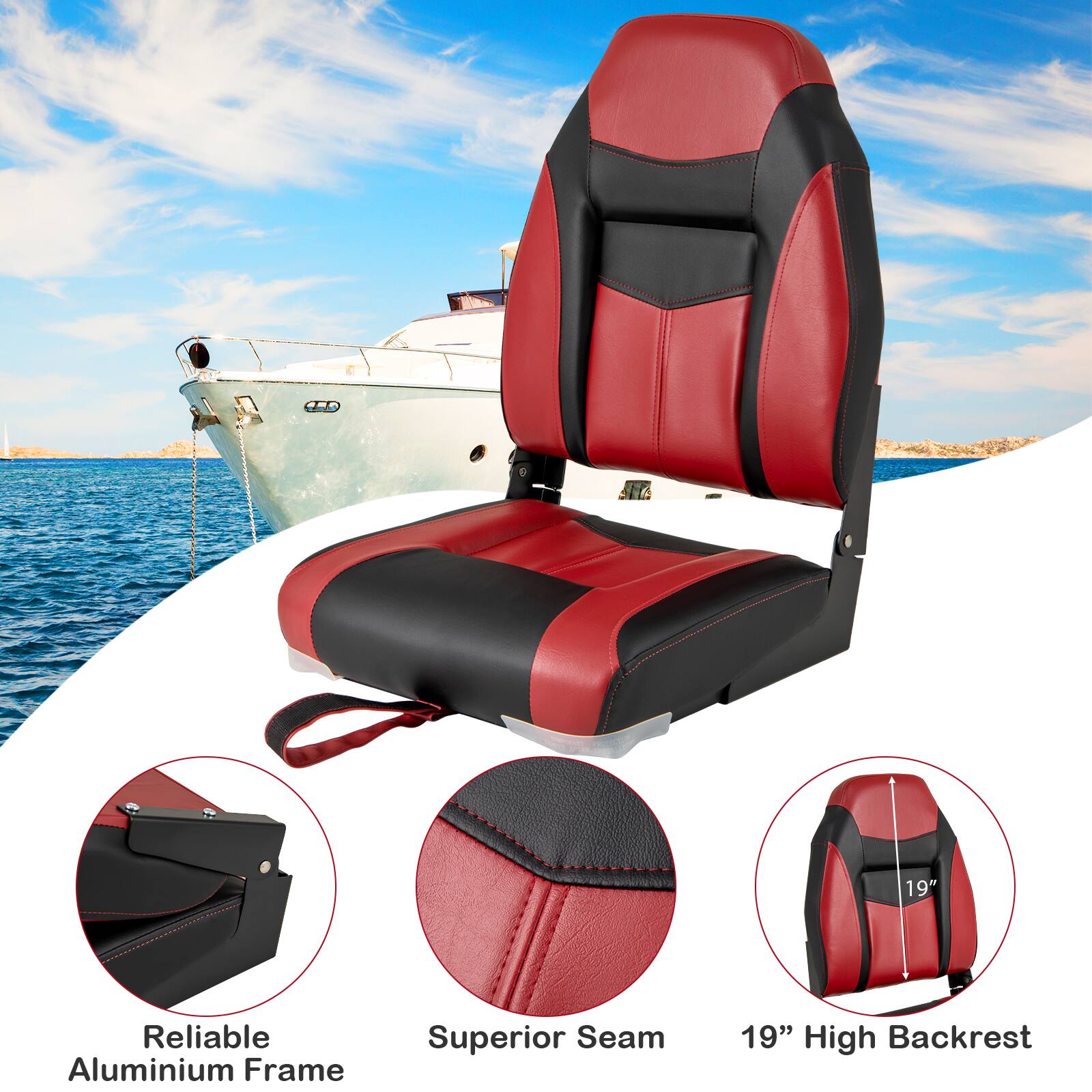 19" Reliable Aluminium Frame Superior Seam 19" High Backrest