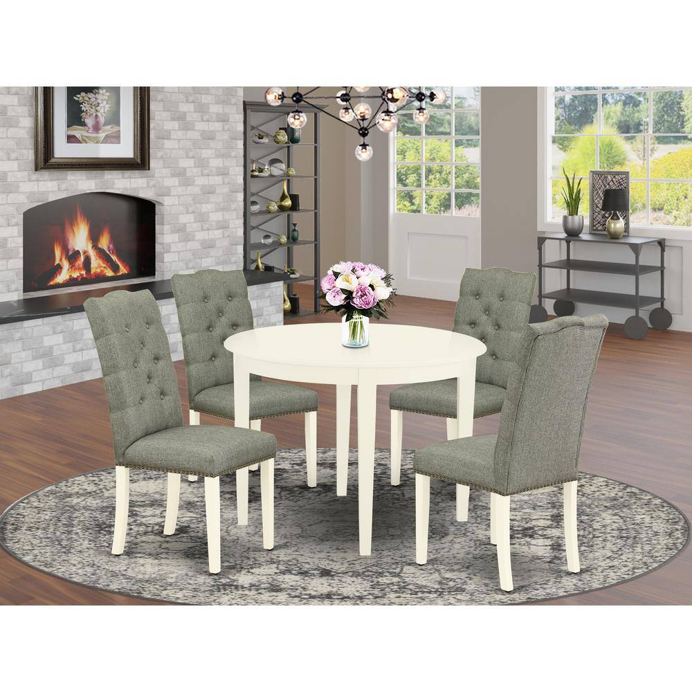 Left. East West Furniture - Dining Room Set Linen White - Brown.