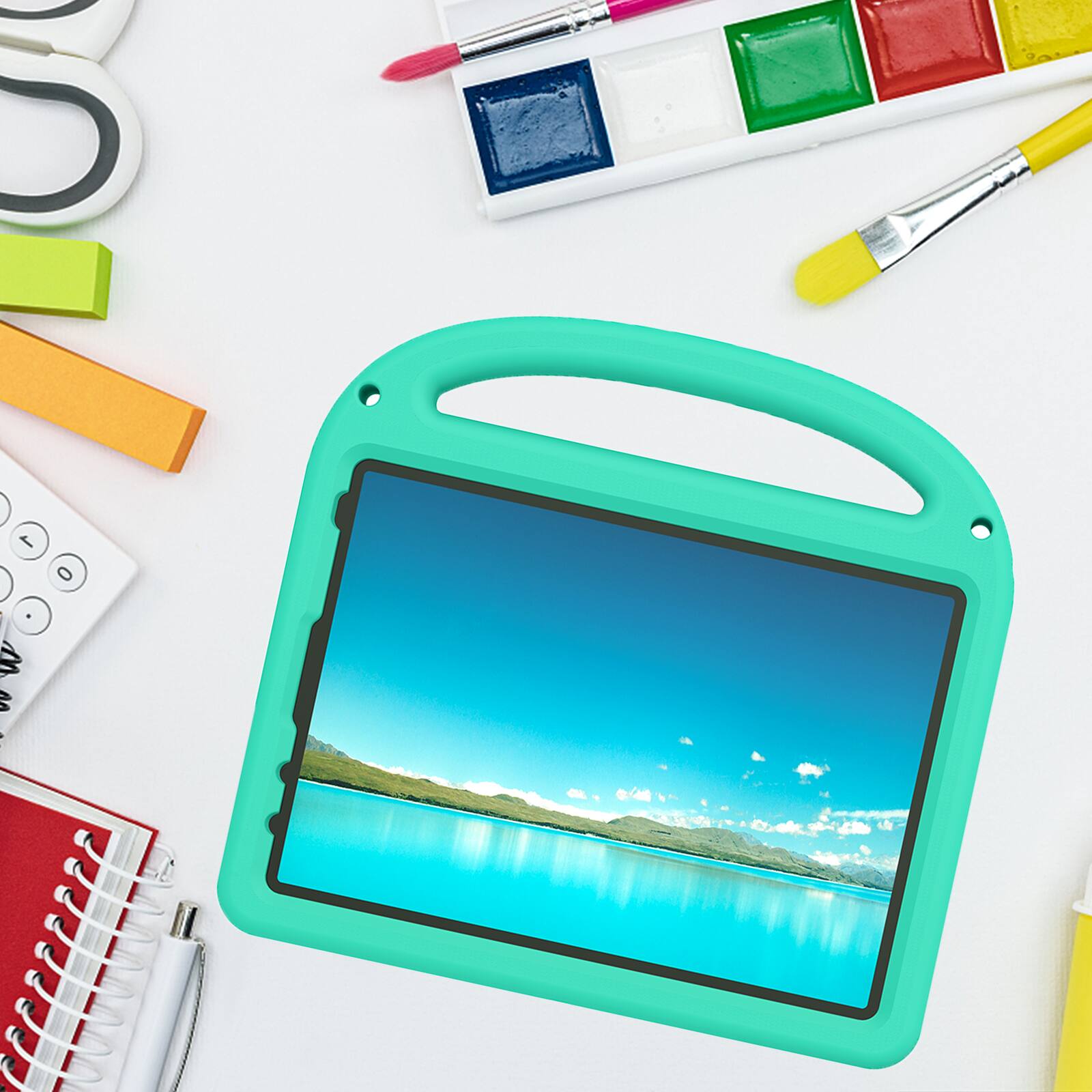 Alt View 4. Dteck - Kids Shock-absorbent TPU Tablet Case for Apple iPad (A16) 11" 2025/10th Gen 2022 with Shoulder Strap & Pen Holder Cover - Green.