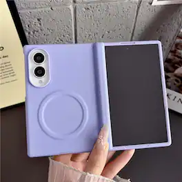 Dteck - for Samsung Galaxy Z Fold8 Magnetic Case with Built-In Screen Protector,Full Hinge Protection Shockproof PC TPU Cover - Purple