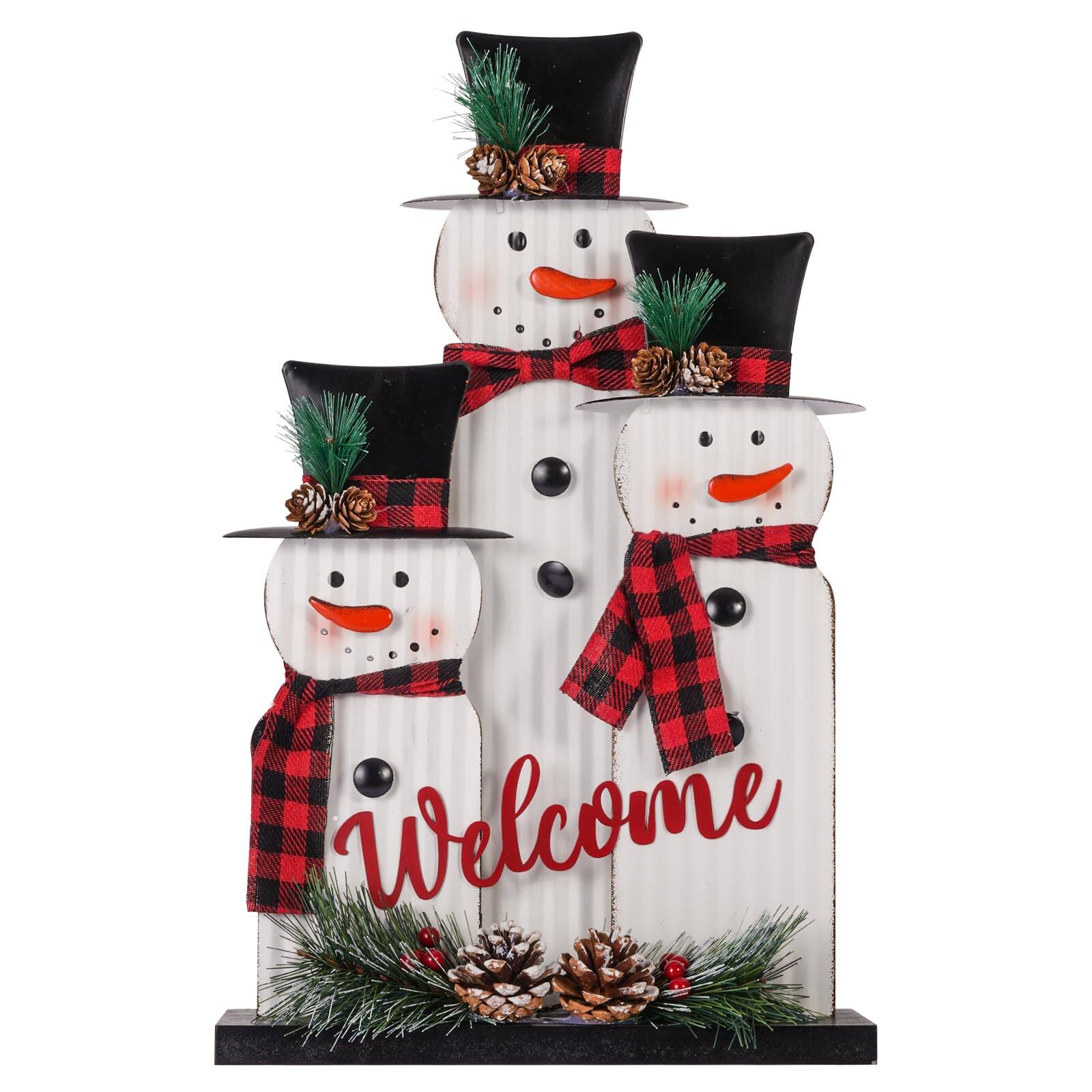 Front. NICHOLAS KLEIN - Christmas Decorations For Home Farmhouse Snowman Decoration Pinecones Merry Sign Iron Wooden Decorative Blo... - Snowman.